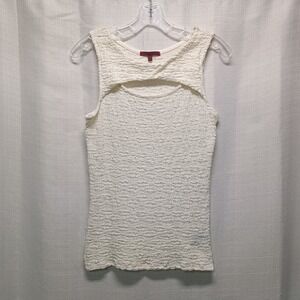 Red by BKE‎ Ivory Tank Top Women's L Keyhole Front Textured Style TK4181